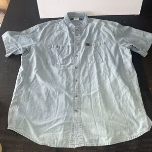 Wrangler Riggs Workwear Mens 3XT Light Wash Denim Short Sleeve Shirt 3W531BL